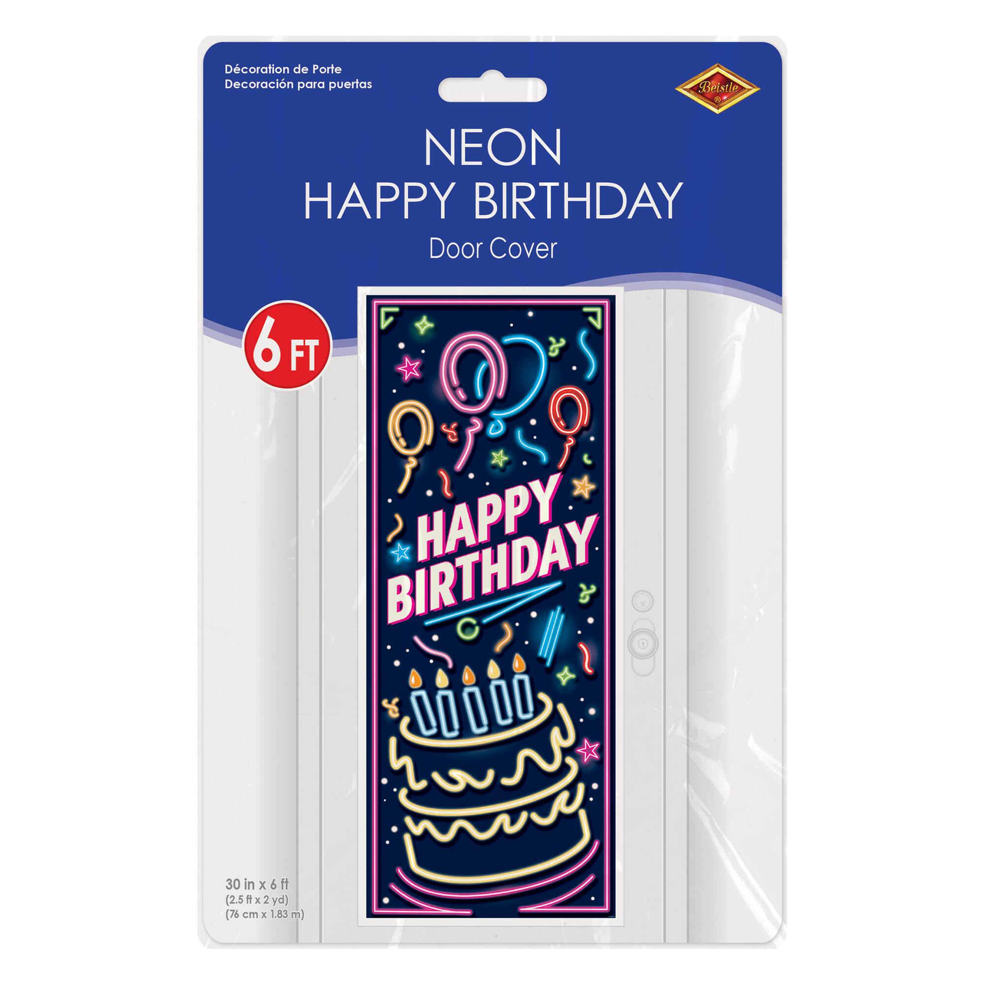 Beistle 30" x 6ft. Neon Happy Birthday Door Covers, 2ct.